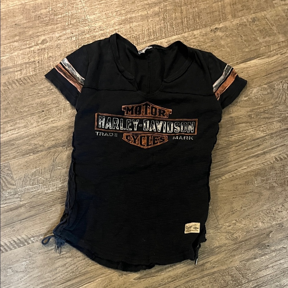 Harley-Davidson Black Tee with Orange and White Logo